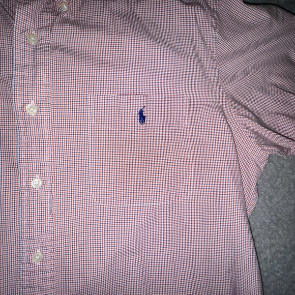 Ralph Lauren Shirt Mens Large Red White Blue Check Short Sleeve Button Up - Picture 4 of 9